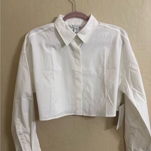Athleta White Midday Ultra Cropped Shirt NWT MSRP $89